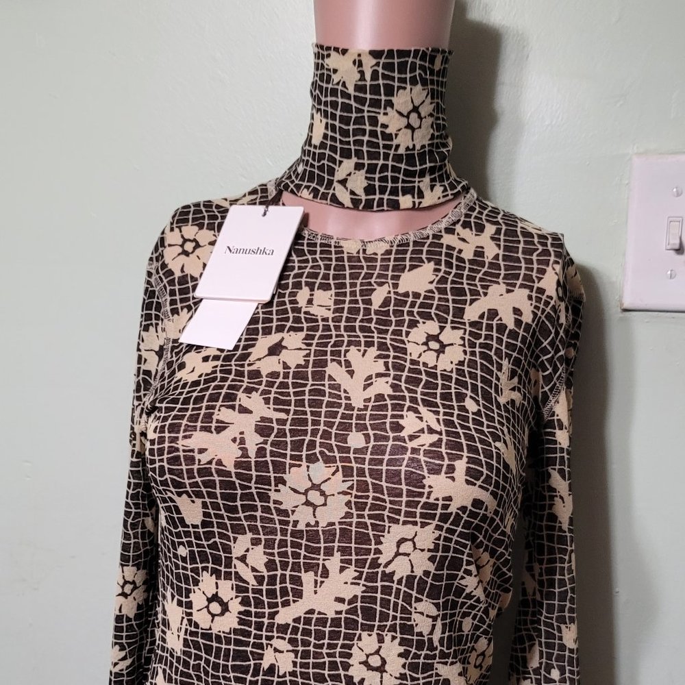 Nanushka Hanny Floral Web Mesh Jersey